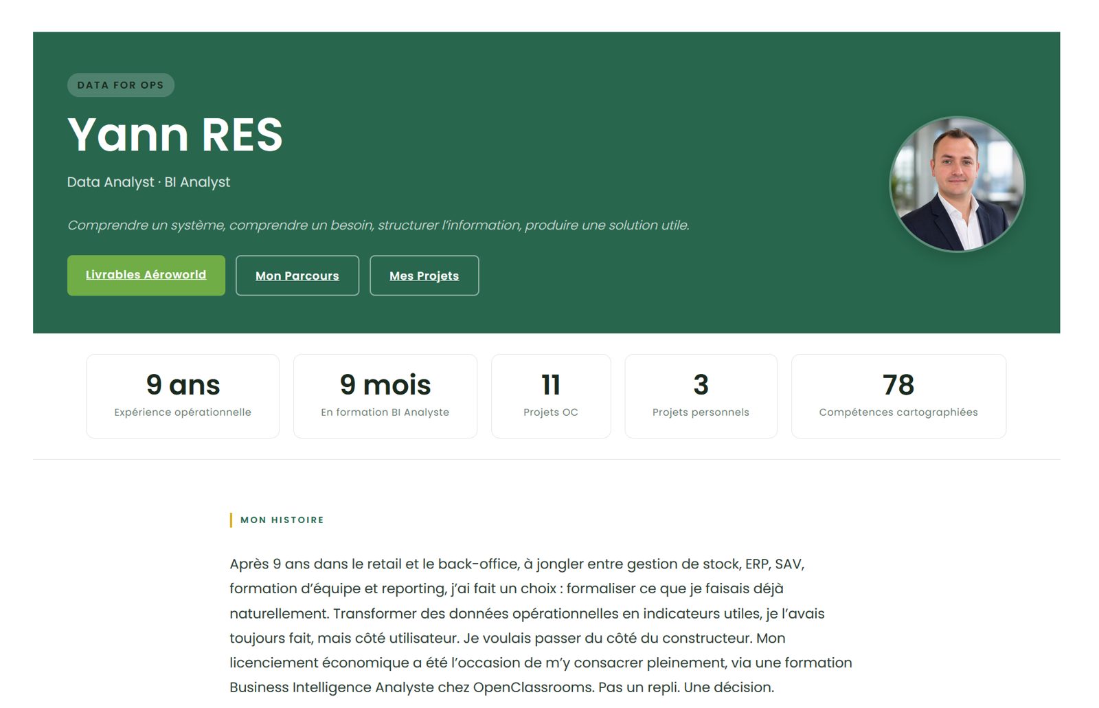 Le portfolio v1, livré pour la soutenance